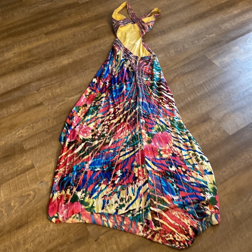 Cache Y2k Backless Abstract Beaded Formal Dress S… - image 6